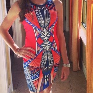 Orange & Blue geometric dress